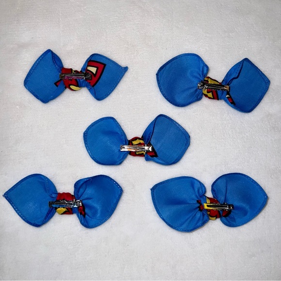 Superman Light Blue Superhero Rockabilly Bandana Knotted Hair Bow - Picture 10 of 11